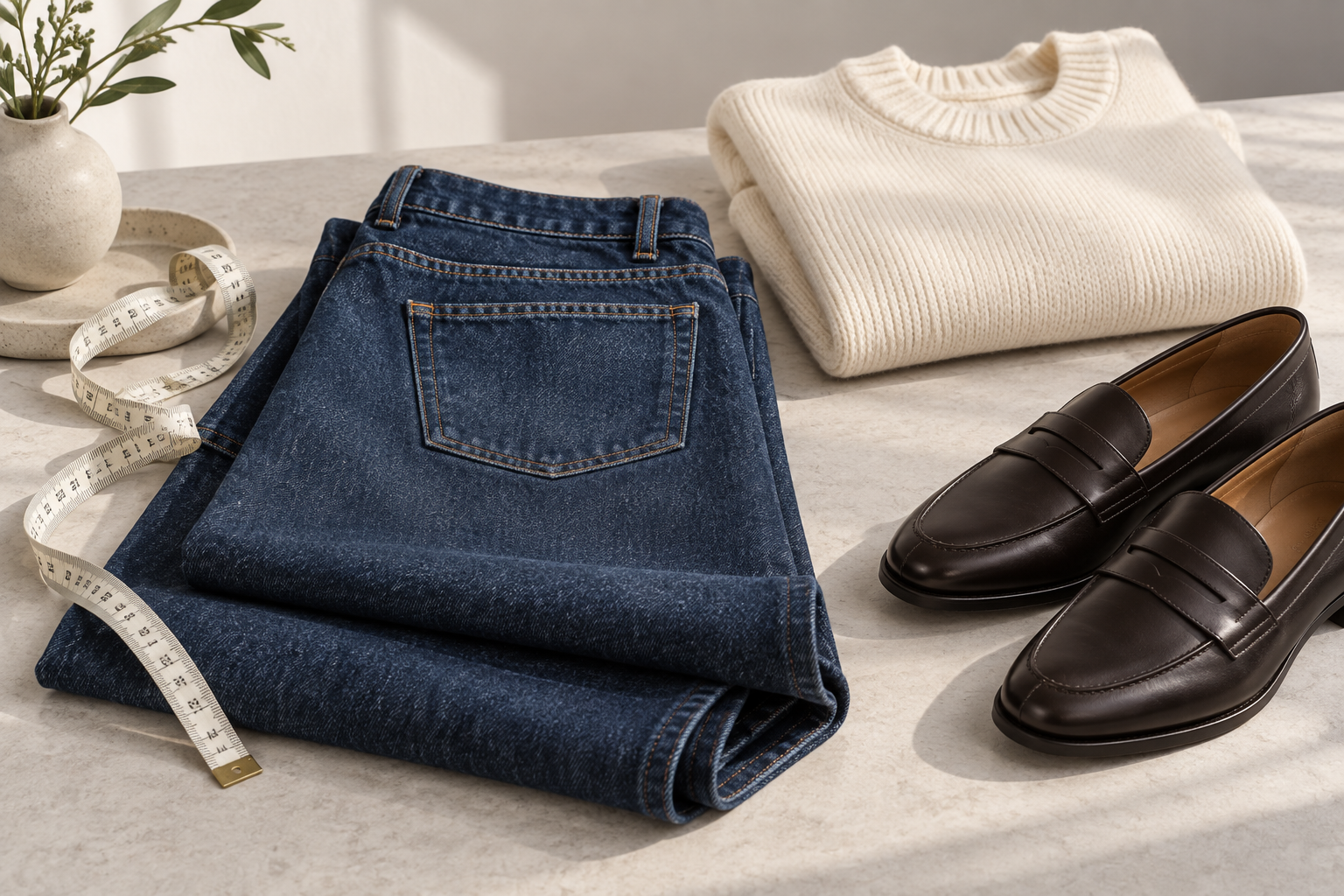 Wide-leg denim styled with a shorter inseam