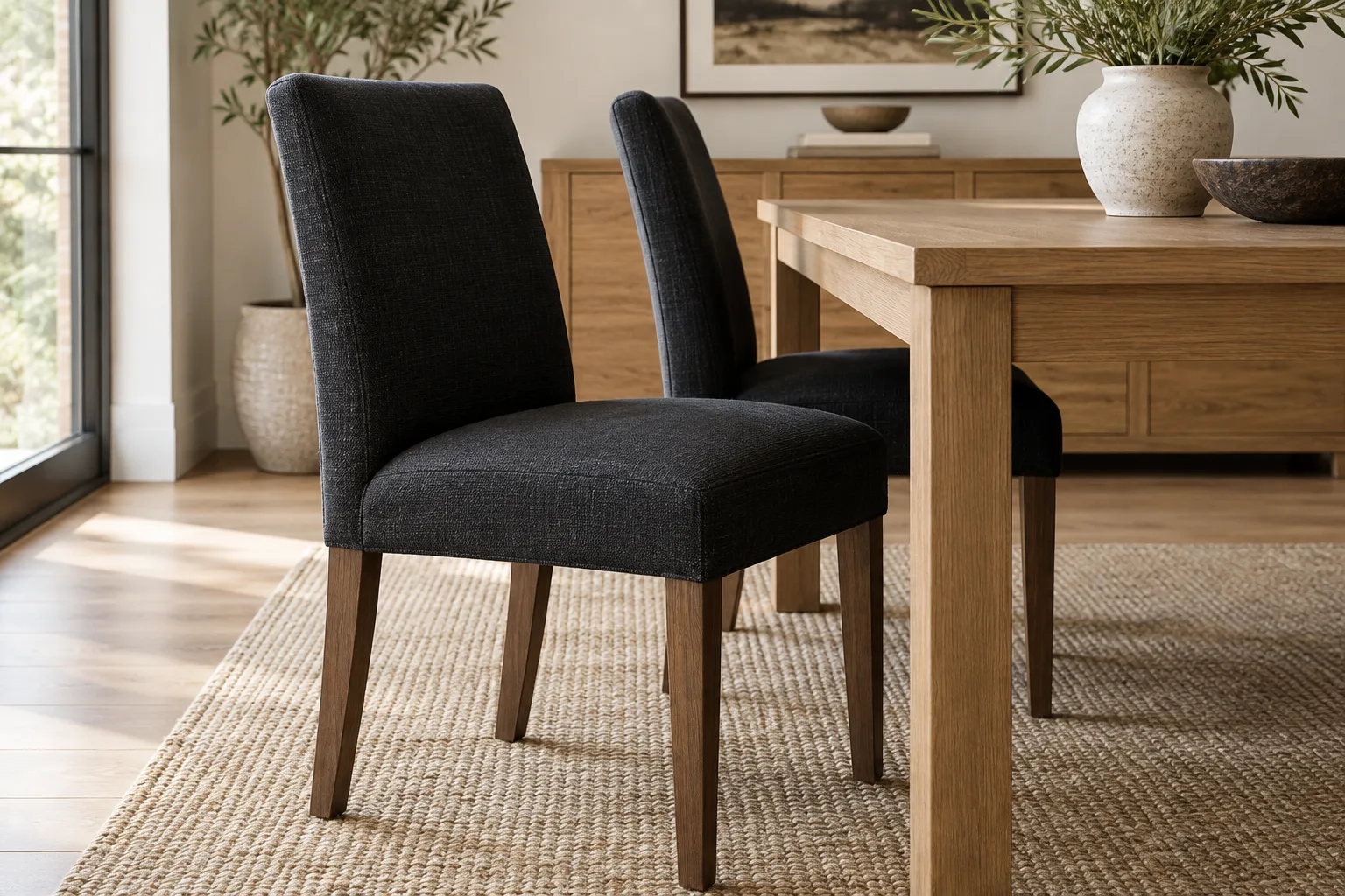 Counter stools arranged around a kitchen island